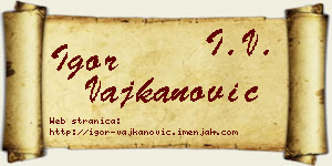 Igor Vajkanović vizit kartica